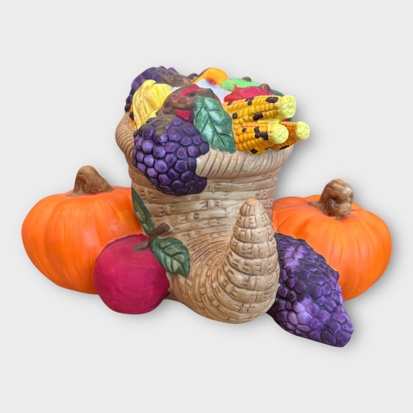 Partylite Fall Harvest Ceramic Cornucopia Taper Candle Holders Thanksgiving - Picture 2 of 11